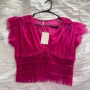 Free people make me smile crop top